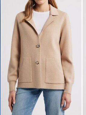 City Blues Stitch Fix Long Sleeve Sweater Blazer Tan Size 1X NWT